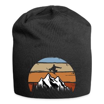 Sowboarder, Berge, Wintersport, Schnee, vintage - Jersey-Beanie - Schwarz - Vorne