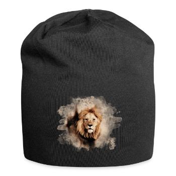 Löwen-Splash - Jersey-Beanie - Schwarz - Vorne