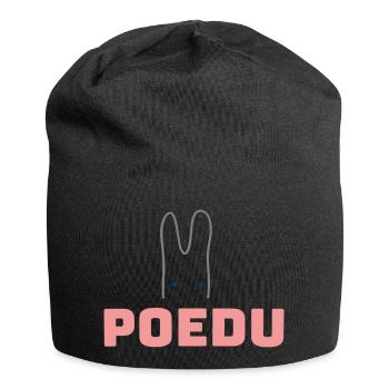 POEDU in Delicate Pink & Grey - Jersey Beanie - black - Front