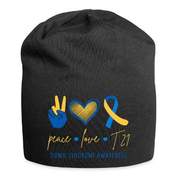 Peace Love T21 - Down Syndrome Awareness II - Bonnet en jersey - noir - Devant