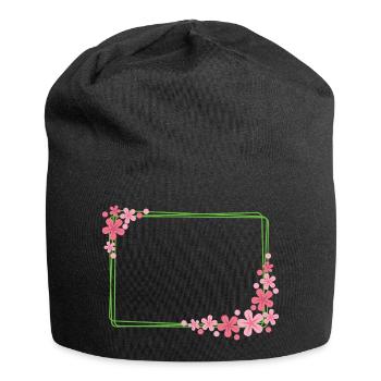 Cadre avec des fleurs - Bonnet en jersey - noir - Devant