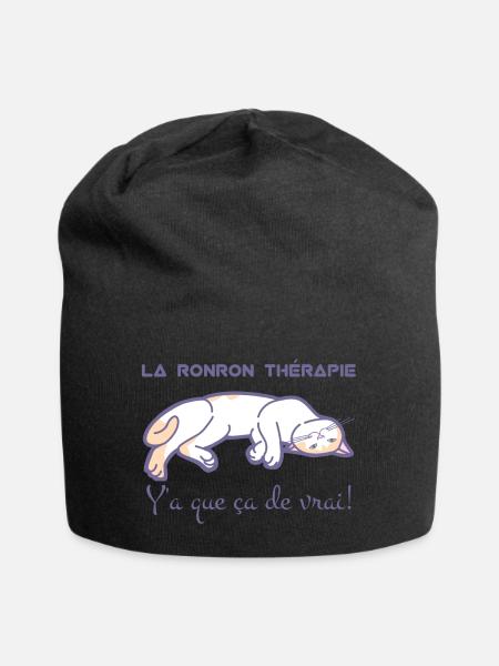 La ronron thérapie, c'est top - Bonnet en jersey - noir