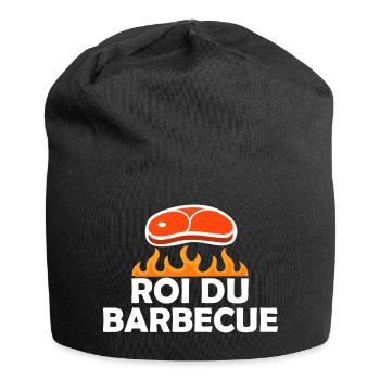 Roi - Grillade - Barbecue - Cadeau - Drôle - Bonnet en jersey - noir - Devant