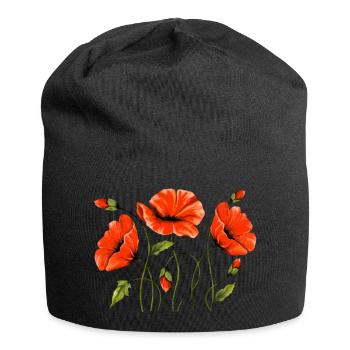 Blumen - Jersey-Beanie - Schwarz - Vorne