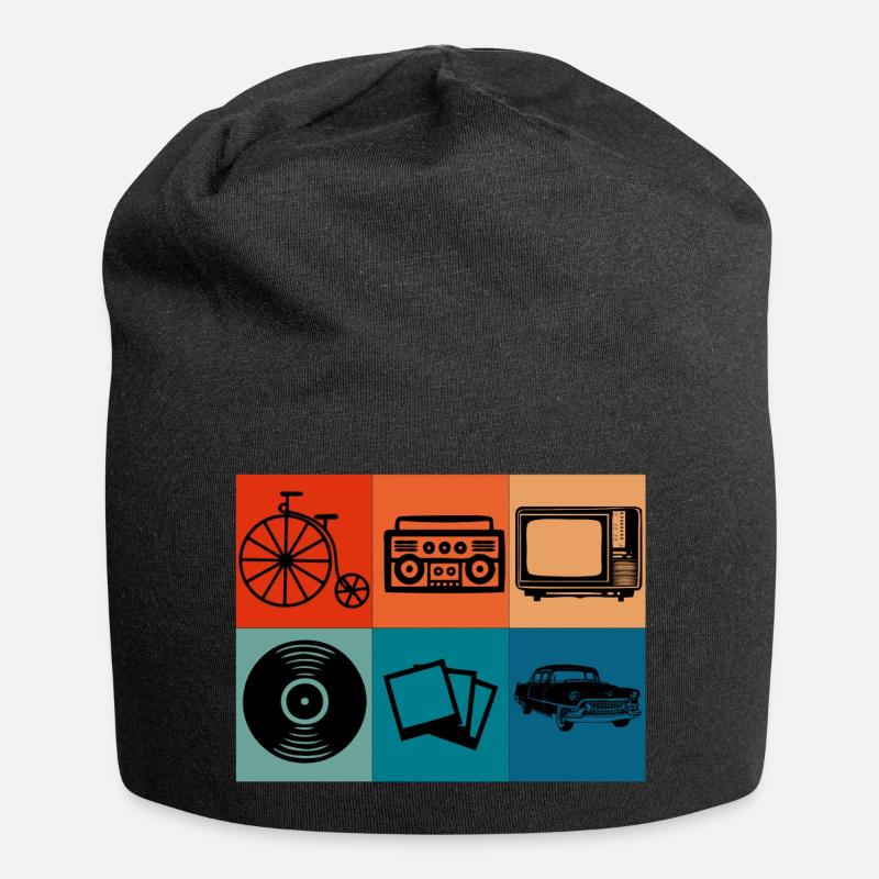 Vintage - Jersey-Beanie - Schwarz