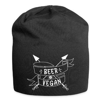 Beer is Vegan (Bier ist Vegan) - Jersey-Beanie - Schwarz - Vorne