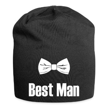 Bester Mann mit Fliege - Herren Junggesellenabschied Geschenk - Jersey-Beanie - Schwarz - Vorne