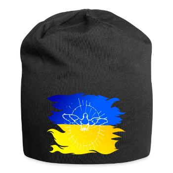 Ukraine Flagge mit Friedenstaube - Jersey-Beanie - Schwarz - Vorne