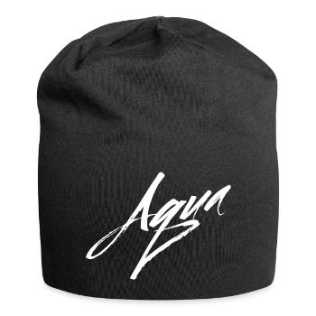 Aqua Text - Wasser Trinken und Schwimmen - Jersey-Beanie - Schwarz - Vorne