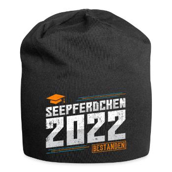 Seepferdchen 2022 bestanden Prüfung Abzeichen - Jersey-Beanie - Schwarz - Vorne