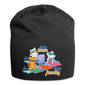équipe famille chat surf chef mère - Bonnet en jersey - noir - Devant