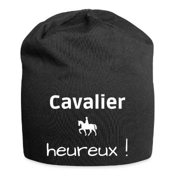 Cavalier heureux ! Phrase positive et motivante - Bonnet en jersey - noir - Devant
