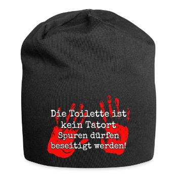 Die Toilette ist kein Tatort - Jersey-Beanie - Schwarz - Vorne
