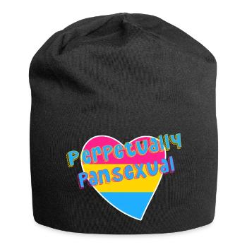 Perpetually Pansexual LGBTQIAP+ pan pride flag - Jersey Beanie - black - Front