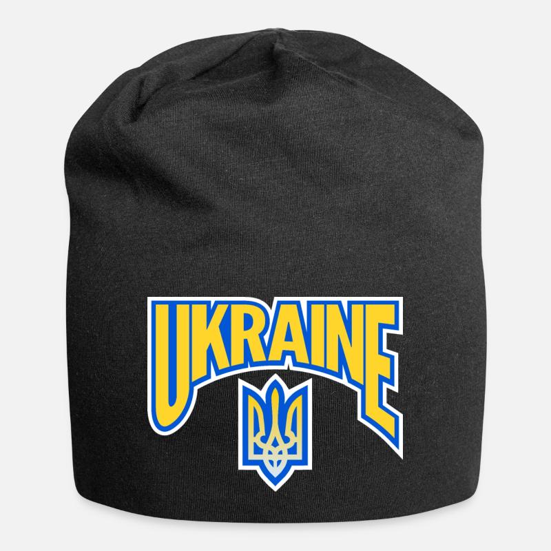 Ukraine Logo Wappen Unterstützung - Jersey-Beanie - Schwarz