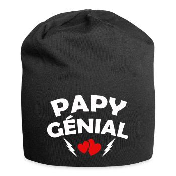 papy génial / humour grand-père / papy formidable - Bonnet en jersey - noir - Devant