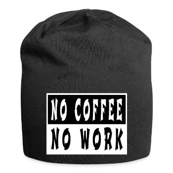 present birthday present coffeebean tired morning - Jersey Beanie - black - Front