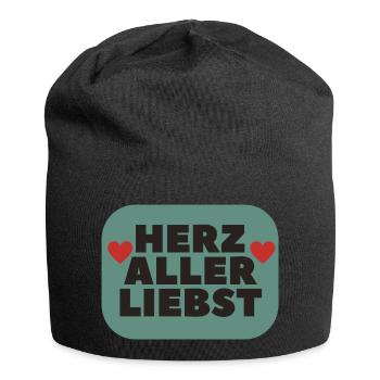 Herz aller liebst Lieblingsmensch Geschenkidee - Jersey-Beanie - Schwarz - Vorne