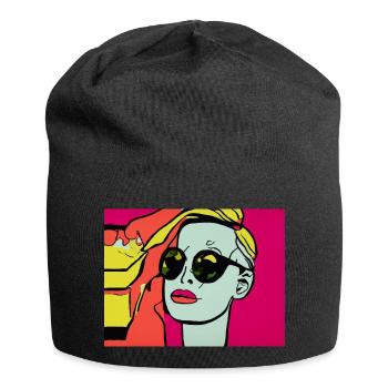 Pop Art - Woman with sunglasses - Jersey Beanie - black - Front