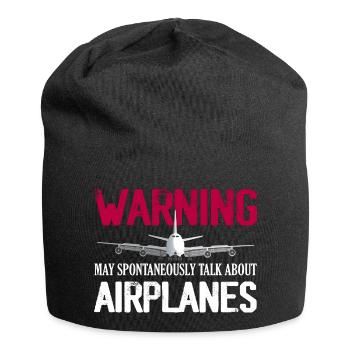 Warning May Spontaneously Talk About Airplanes Pil - Jersey Beanie - black - Front