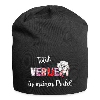 Verliebt in meinen Pudel, süßes Pudelmmotiv - Jersey-Beanie - Schwarz - Vorne