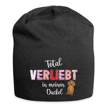 Verliebt in meinen Hund, süßes Dackelmotiv - Jersey-Beanie - Schwarz - Vorne