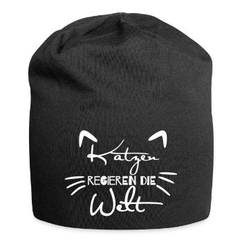 Katzen regieren die Welt weiss - Jersey-Beanie - Schwarz - Vorne