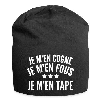 je m en fous / citation humour - Bonnet en jersey - noir - Devant