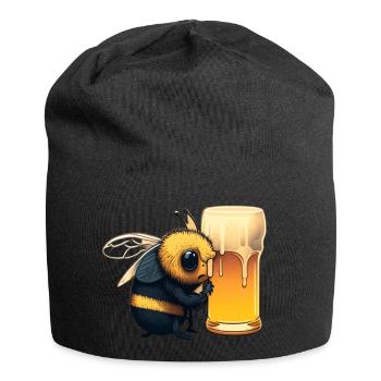 Süße Biene mit besonderem Nektar: Bier - Jersey-Beanie - Schwarz - Vorne