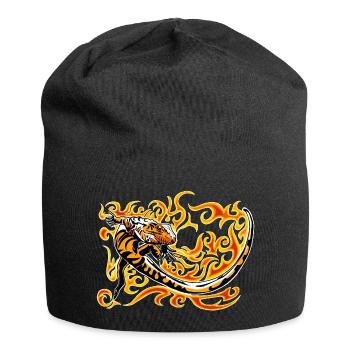 petit caiman rouge et feu - Bonnet en jersey - noir - Devant