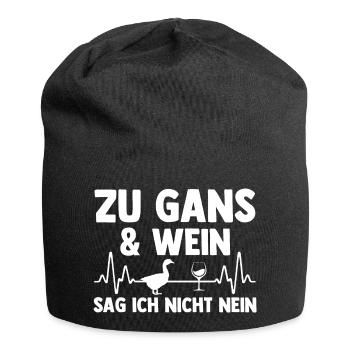 Wein Gans Gänse - Jersey-Beanie - Schwarz - Vorne