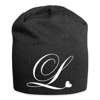 Lettre l calligraphie cœur - Bonnet en jersey - noir - Devant