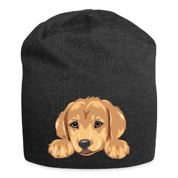 Niedlicher Golden Retriever Welpenkopf - Jersey-Beanie - Anthrazit - Vorne