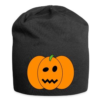 Halloween-Kürbis - Jersey-Beanie - Schwarz - Vorne