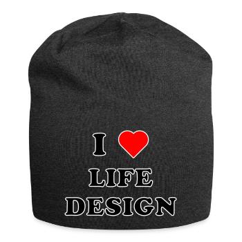 I LOVE LIFE DESIGN (schwarz/weiße Umrandung) - Jersey-Beanie - Anthrazit - Vorne