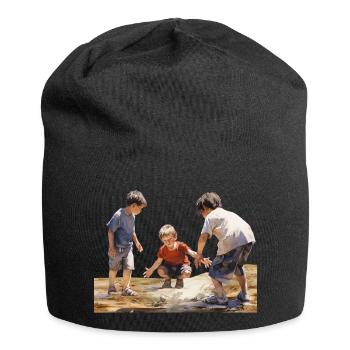Eine unbeschwerte Kindheit ist ein Geschenk - Jersey-Beanie - Schwarz - Vorne