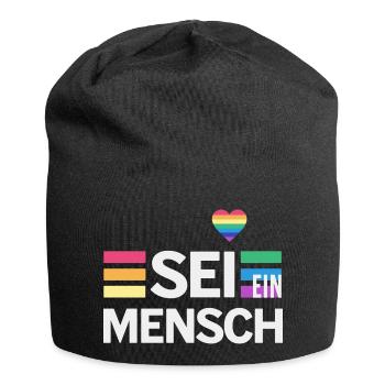 SEI EIN MENSCH - Statement für mehr Menschlichkeit - Jersey-Beanie - Schwarz - Vorne