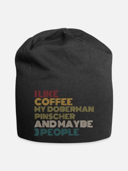 Coffee Lovers Doberman Pinscher Dog Owner Funny Qu - Jersey Beanie - black