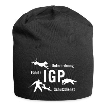 IGP Hundesport - weiss - Jersey-Beanie - Schwarz - Vorne
