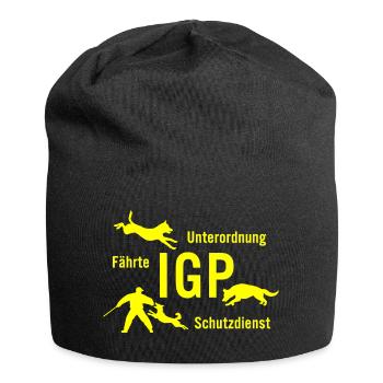 IGP Hundesport - gelb - Jersey-Beanie - Schwarz - Vorne
