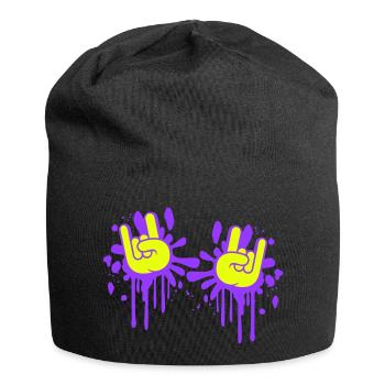 Deux Heavy Metal Hard Rock Cool Graffiti Geste de la main - Bonnet en jersey - noir - Devant