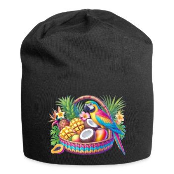 Fruit basket with parrot - Jersey Beanie - black - Front