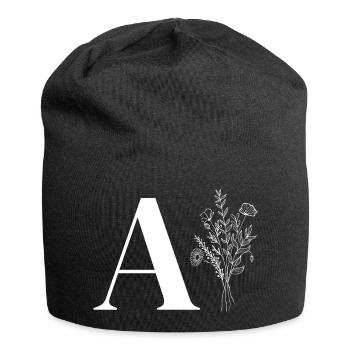 Minimalistische Blumentasche - Jersey-Beanie - Schwarz - Vorne