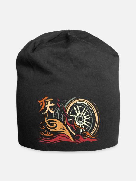 Retro Speed Felge – Dynamisches Rennsport Design - Jersey-Beanie - Schwarz