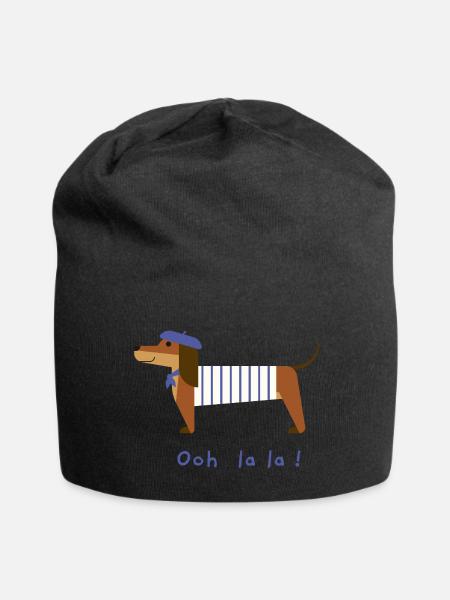 Dackel Ooh la la - Jersey-Beanie - Schwarz
