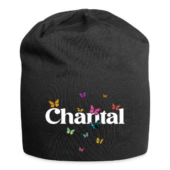 Beau prénom de fille avec des papillons CHANTAL - Bonnet en jersey - noir - Devant