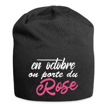 En Octobre On Porte Du Rose - Cancer Du Sein - Bonnet en jersey - noir - Devant