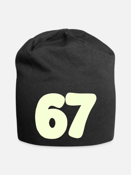 67 - Jersey-Beanie - Schwarz