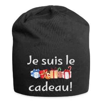 Je suis le cadeau: cadeaux festifs - Bonnet en jersey - noir - Devant