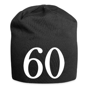 60. 60 ANS. 60e ANNIVERSAIRE. ANNIVERSAIRE 60 ANS. - Bonnet en jersey - noir - Devant
